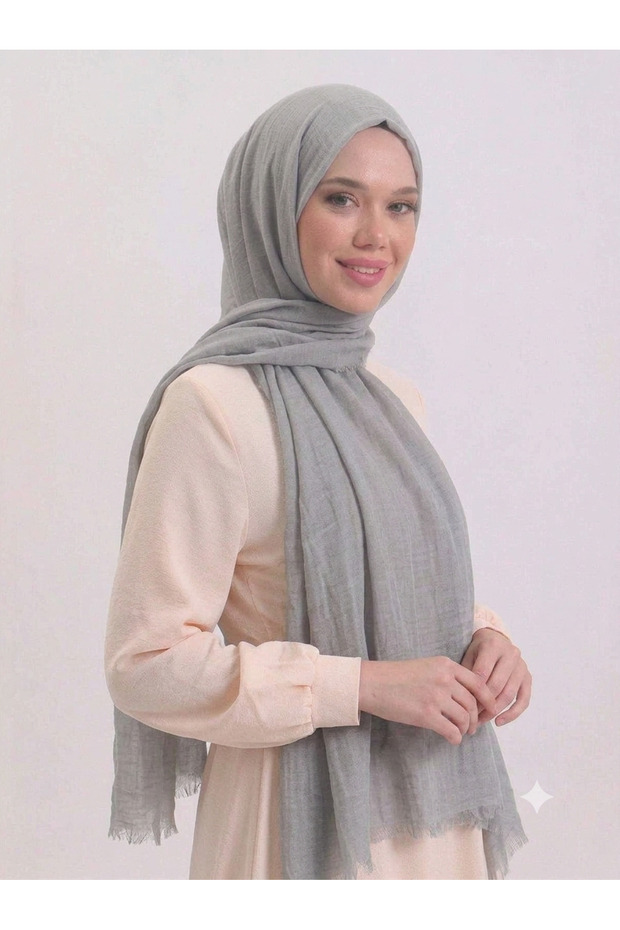 Aya Series Plain Aya Thin Cotton Shawl Medium Light Gray