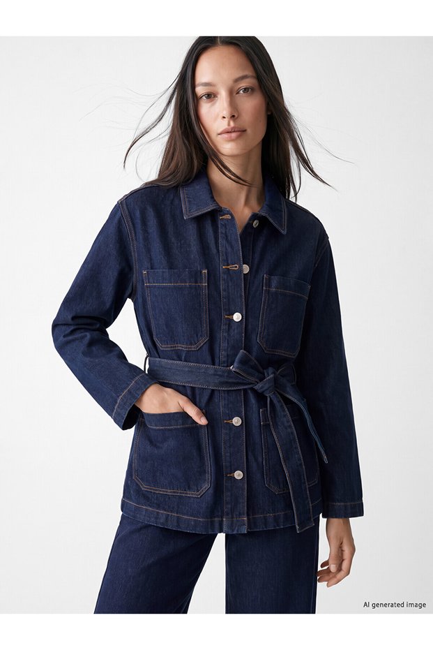 Two Mt Shop Quality Lcw Everyday Indigo Denim Straight Loose & Baggy Women's Jean Jacket