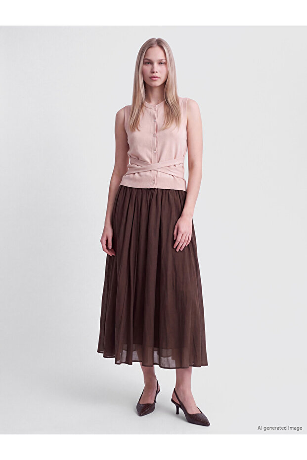 Rmz Gi̇yi̇m Farkiyla Waist Drawstring Flared Skirt