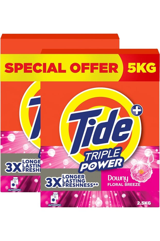 Triple Power Floral Breeze, 2.5KG x 2, Laundry Detergent Powder