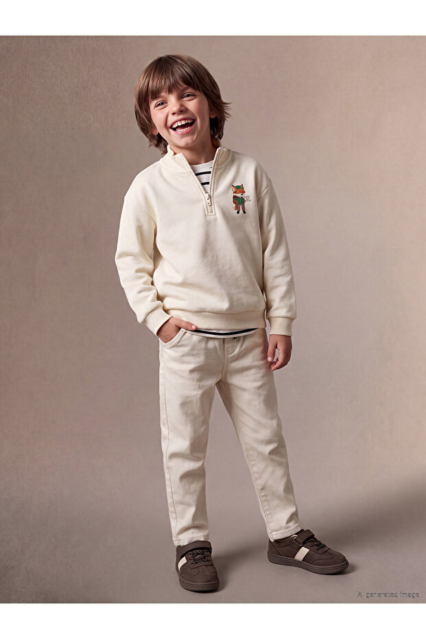 Alita City Lcw Kids Beige Regular Fit Boys Gabardine Trousers with a Difference