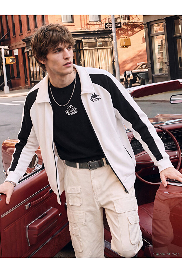 Özmarka New Season Ecru Loose Fit Men's Zippered Sweatshirt