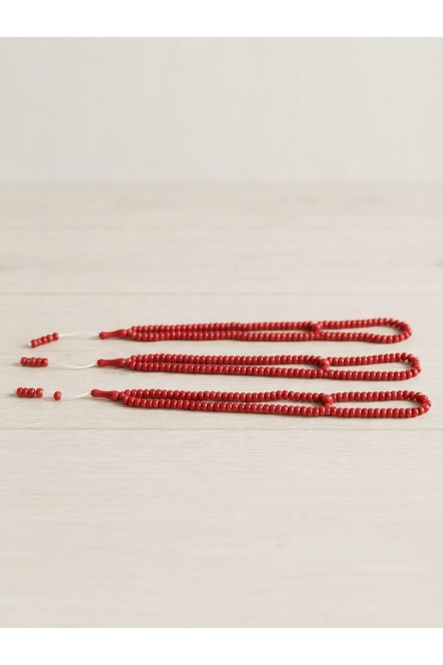 99-Piece Triple Rosary Set - 7 mm Quality Plastic Red Color Mevlüt and Prayer Rosary