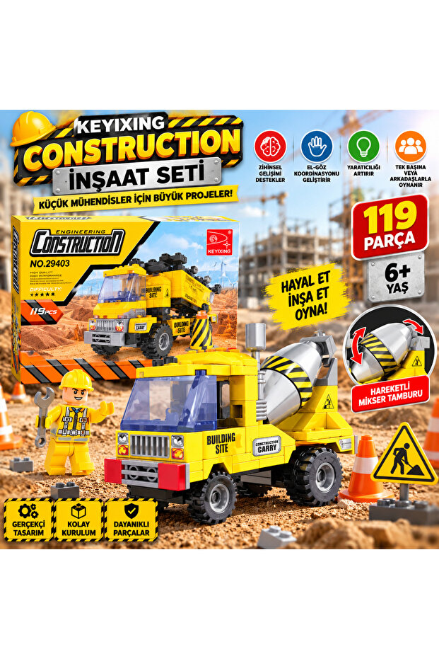 Cement Mixer Construction Set 119 Piece Engineer Themed Construction and Engineering Machine
