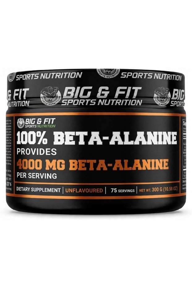 BIG & FIT SPORTS NUTRITION Beta Alanine Powder - 4000 MG | Unflavoured | 75 Servings | 300gm | Support Muscle Recovery Maximize Workout Potential with Pure Beta Alanine
