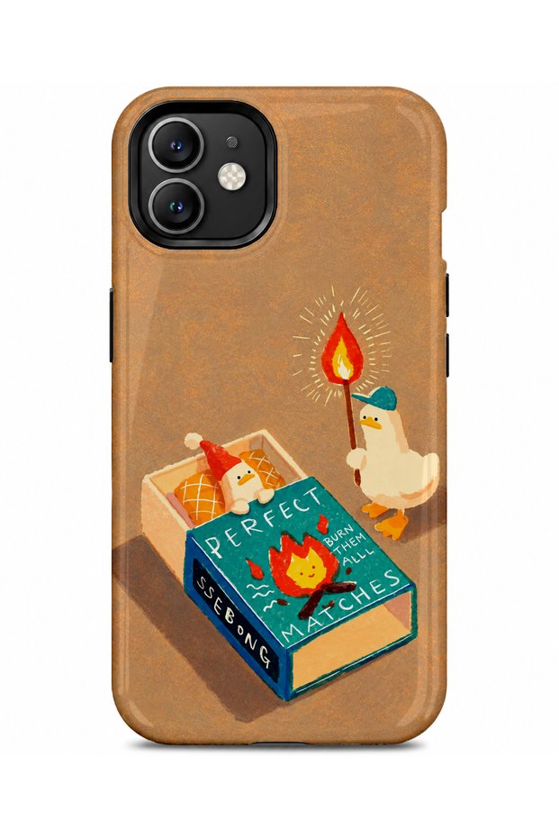 Compatible with iPhone 12 / 12Pro - Matchmaking Ducks, Double Layer Tough Cover, Glossy Surface Protective Glossy Case
