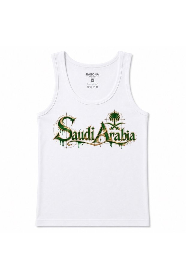 Saudi Arabia Emerald Heritage Palm & Swords Graphic Tank Top