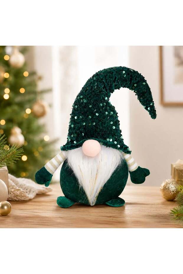GREEN GNOME SEQUIN HAT 48CM