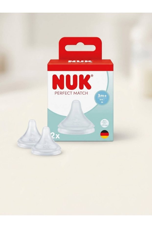 Nuk Perfect Match Anti-Colic Silicone Bottle Nipple 3 Months+ Medium Flow (m) 2 Pieces