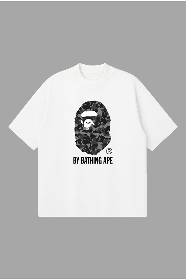 Bape Black Printed Oversize Boxy Cut Unisex 100% Cotton Tshirt | Streetwear