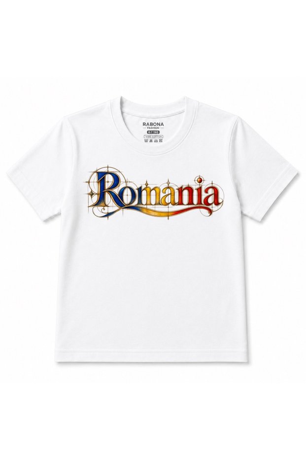 Romania of the Little Patriots – Children's T-Shirt with Tricolor Artistic Design