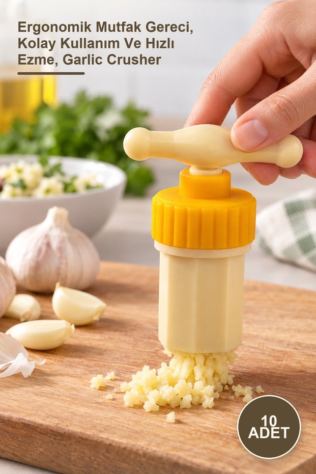 10 Pieces Plastic Garlic Crusher – Ergonomic Kitchen Utensil, Easy to Use and Fast Crushing, Garlic Crusher