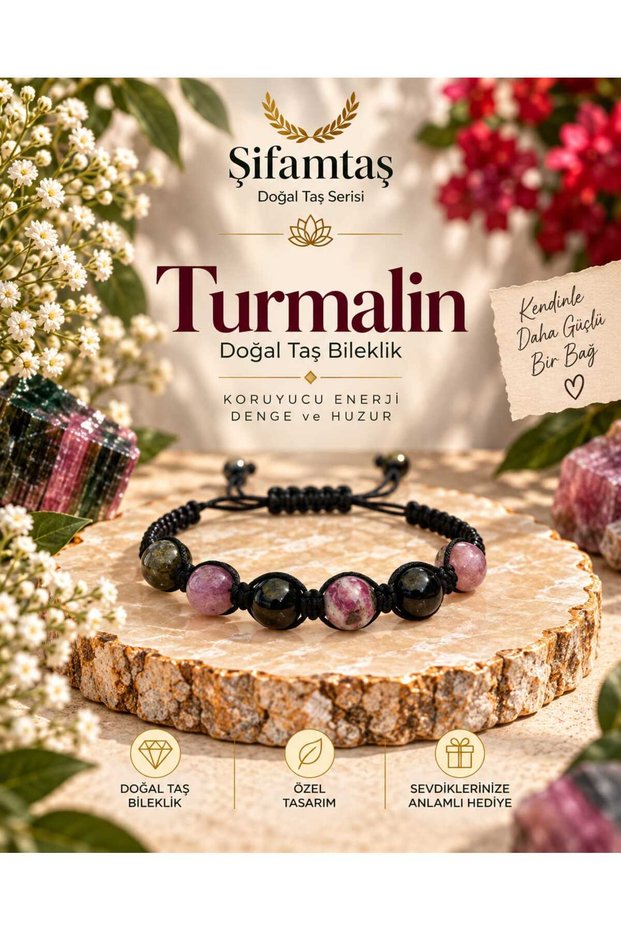 Tourmaline Natural Stone Drawstring Bracelet