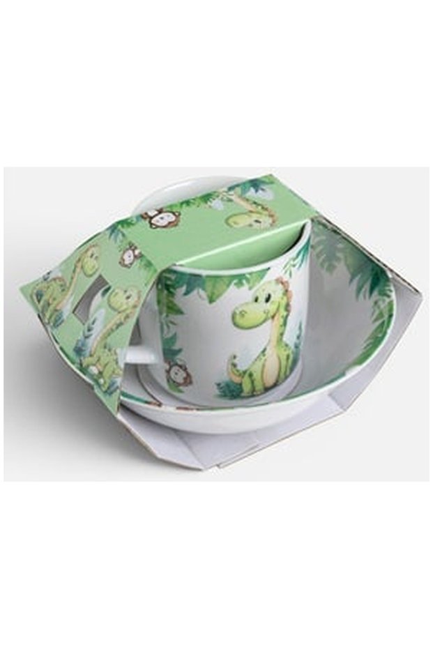 Porcelain Mug & Bowl Set with Patterned - 2pcs