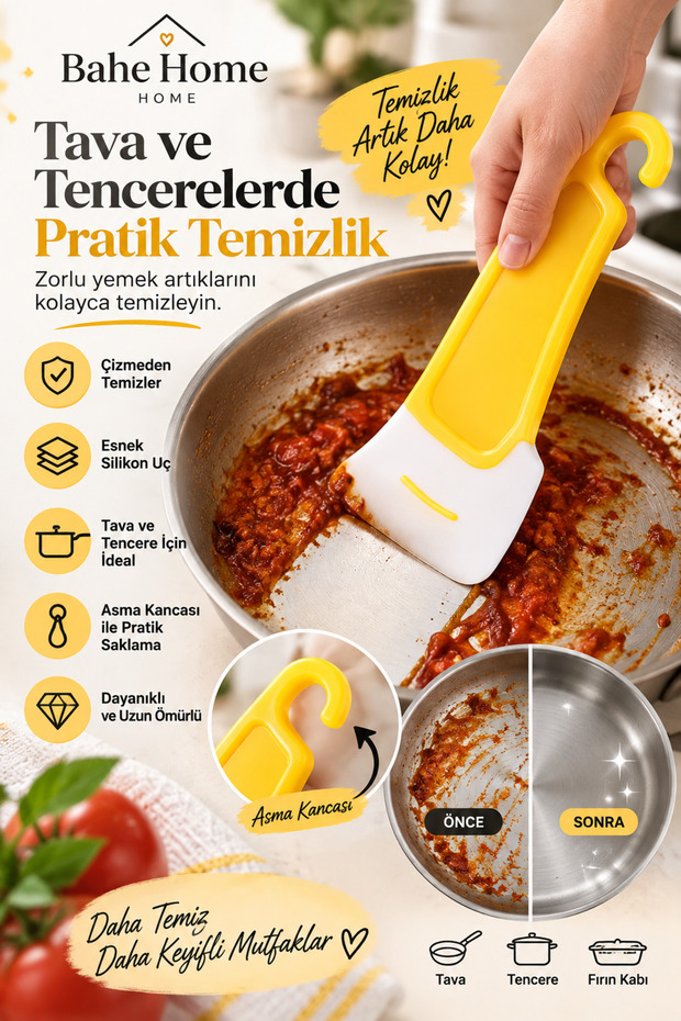Silicone Tip Dish Cleaning Scraper Spatula Pan Pot Glass Ceramic