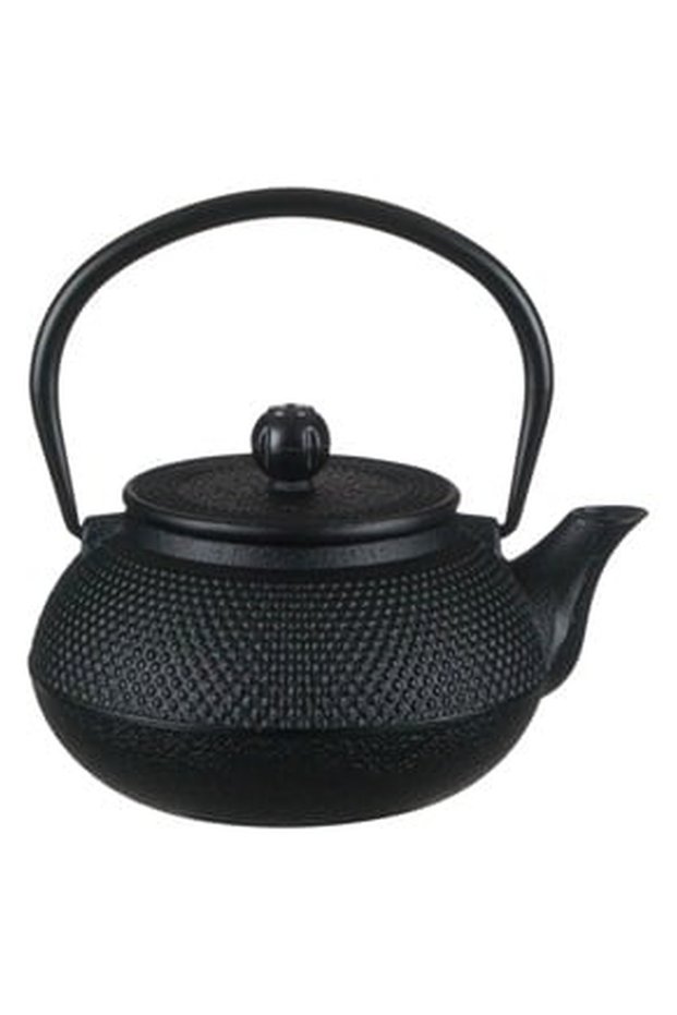 Black Cast Iron Kettle with Dots Embossed Pattern 600ml