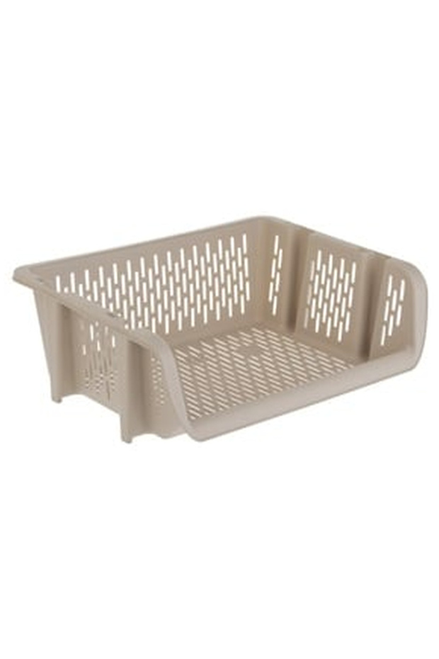 Stackable Storage Basket with Opening Beige 39x30.5x13cm