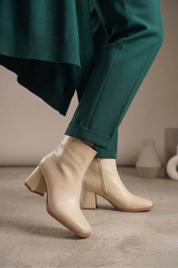 Orthopedic Zippered 7 cm Heel Inner Lining Cotton Daily Women's Leather Boots