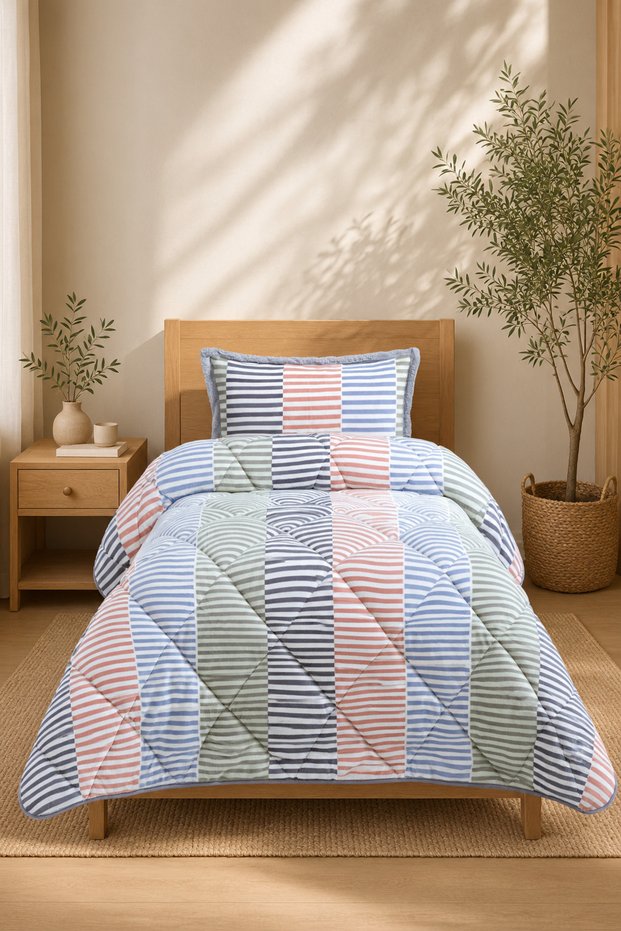 Merinos Single Comforter Quilt Set | 160X240 cm | Soft Textured, Plump and Comfortable