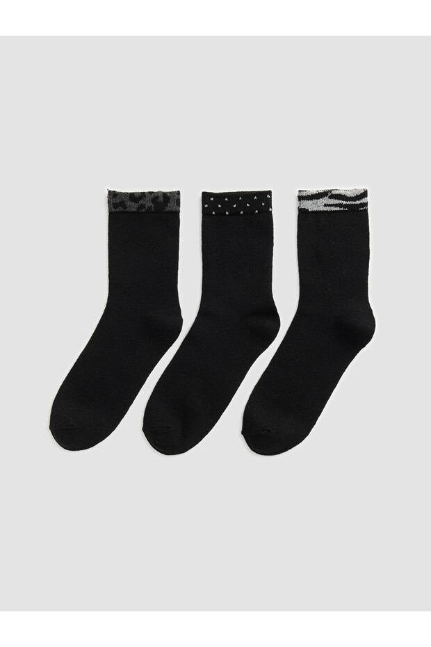 Two Mt Shop Quality Gray Patterned 3-Pack Women's Socks