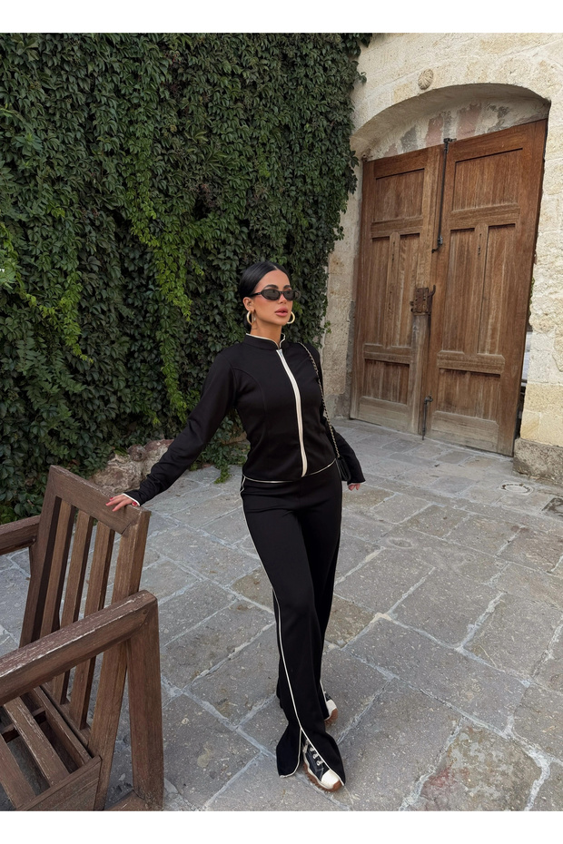 Black Modal Suit with Interlayers