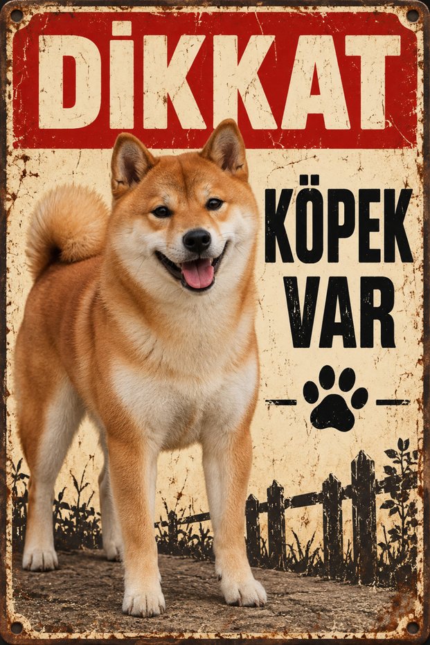 Shiba Inu Beware of Dog Metal Sign Retro Decorative Warning Sign 20X30 cm