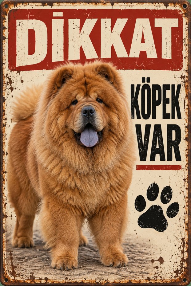 Chow Chow Caution Dog Present Retro Metal Wall Sign 20X30 cm