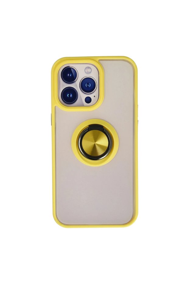 غطاء سيليكون مونتريال مع حلقة لـ Apple iPhone 13 Pro Max - أصفر