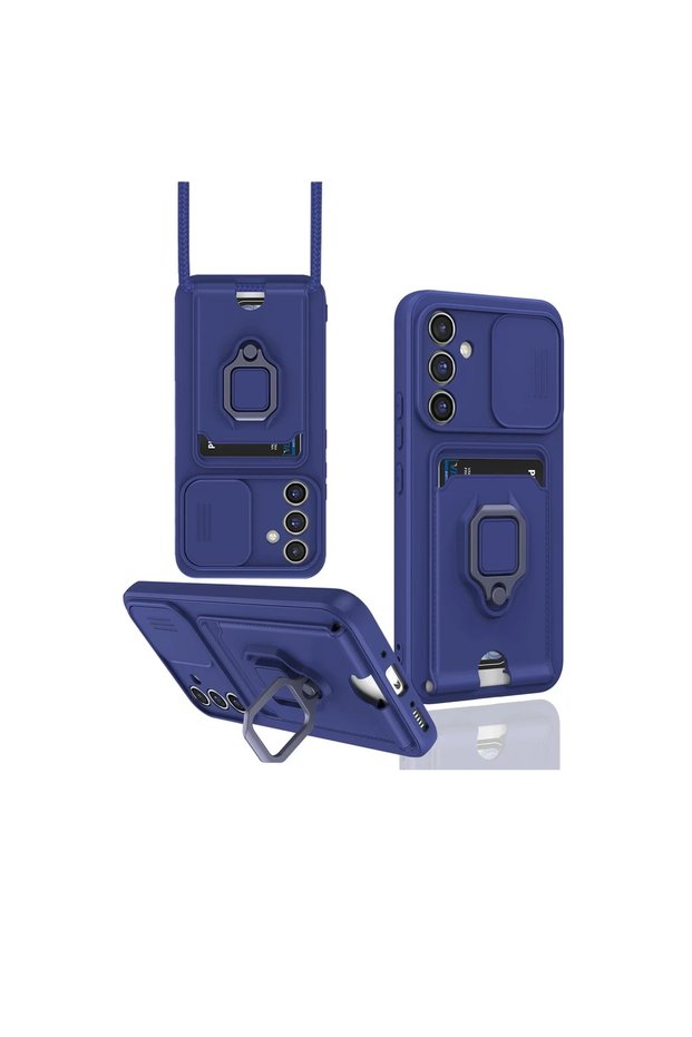 Samsung Galaxy A05S Case Zuma Silicone with Business Card and Ring - Navy Blue