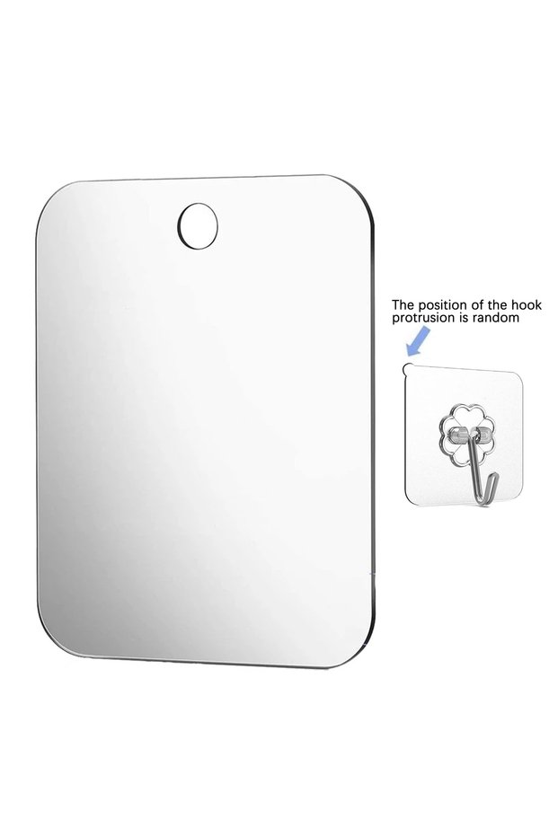 1pc Acrylic Anti Fog Mirror With Wall Suction Shower Mirror For Man Shaving Women Makeup Portable Tr