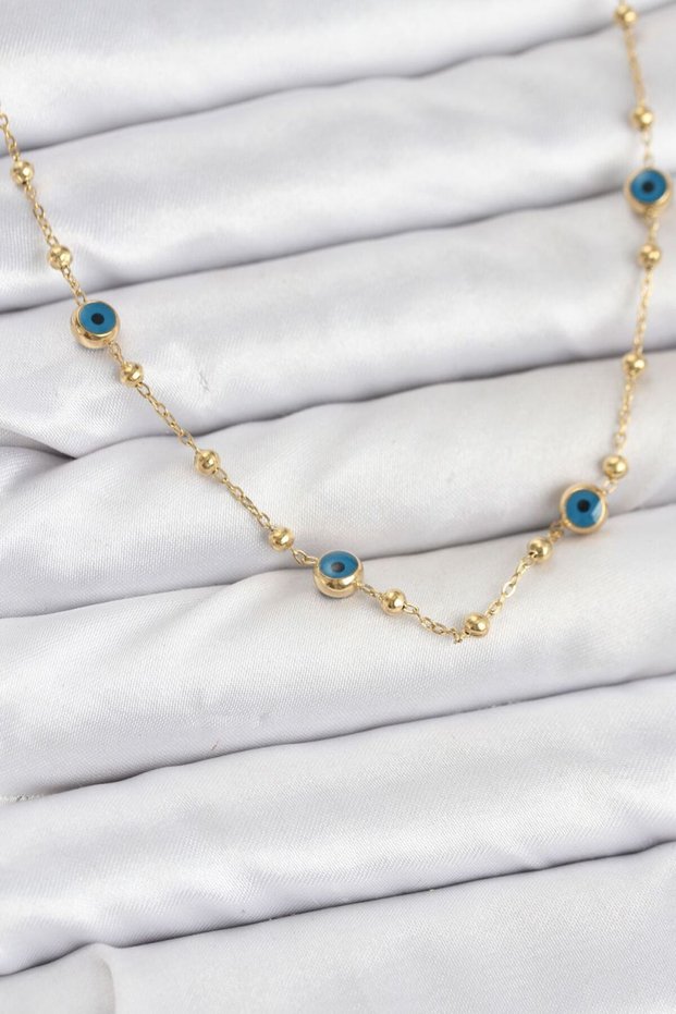 316L Steel Color Evil Eye and Ball Model Women's Necklace