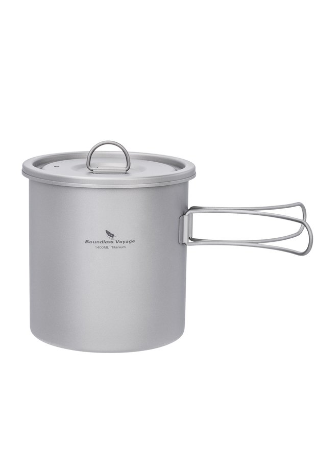 Ti2060-C Boundless Voyage Titanium Pot Ultralight Backpacking Cookware with Folding Handle for Hikin