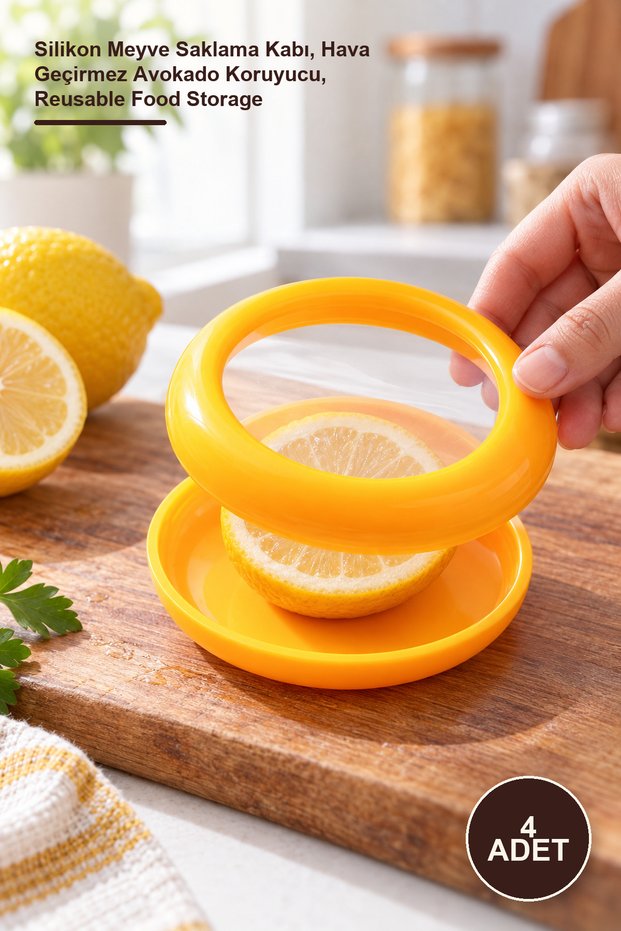 4 Pieces Lemon-Shaped Flexible Food Storage Box – Silicone Fruit Storage Container, Airtight Avocado Protector, Reusable Food Storage