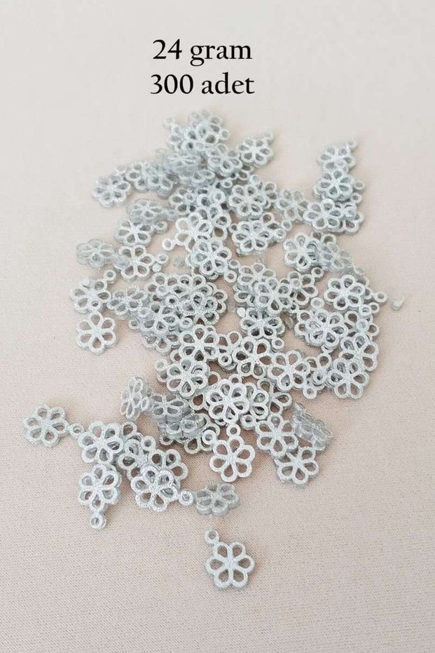 Oya Evening Dress Bracelet Necklace Plexi Metallic Plastic Sequins Silver Color 24 Gram 300 Pieces - Bnc588