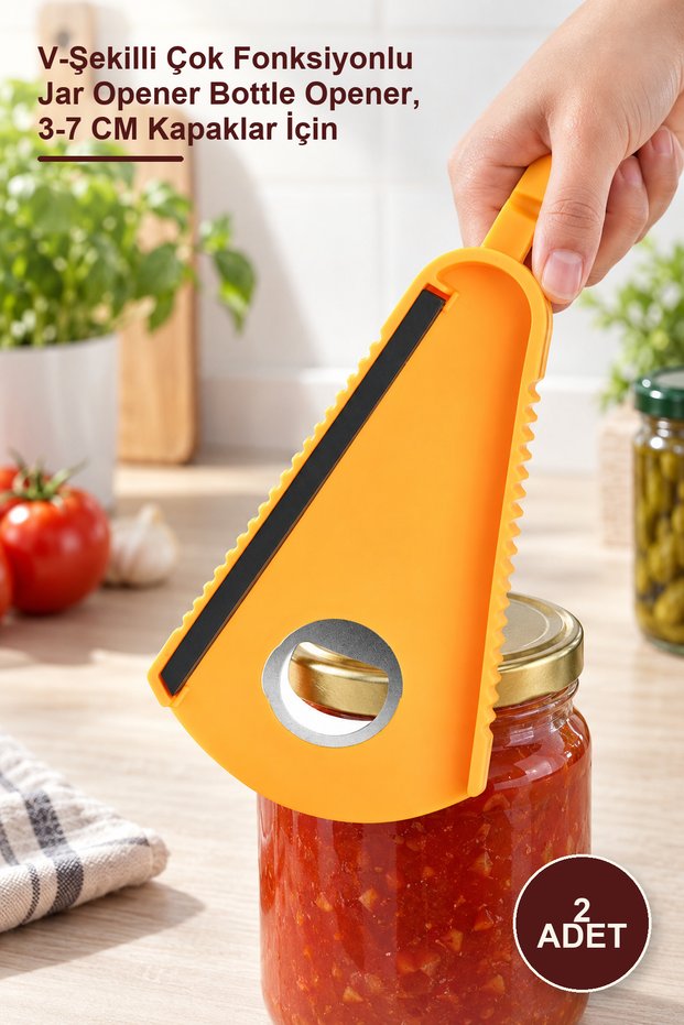 2 Pieces Jar Bottle Lid Opener – V-Shaped Multifunctional Jar Opener Bottle Opener, for 3-7 cm Lids