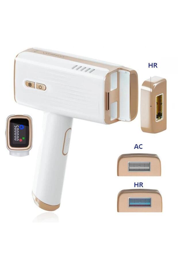 3Lens IPL Hair Removal Device with Ice Cooling, 500,000 Flashes, HR, HR, AC Lens