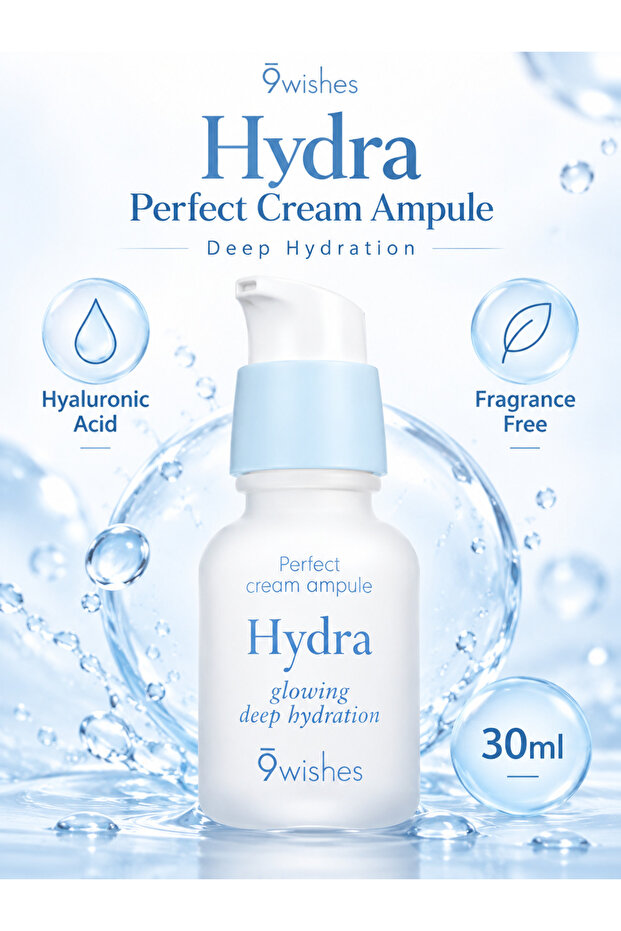 Hydrating Face Serum | 30ml Hydra Cream Ampule | Hyaluronic Acid Moisturizer | Fragrance Free Hydrating Ampoule for Dry Dull Sensitive Skin