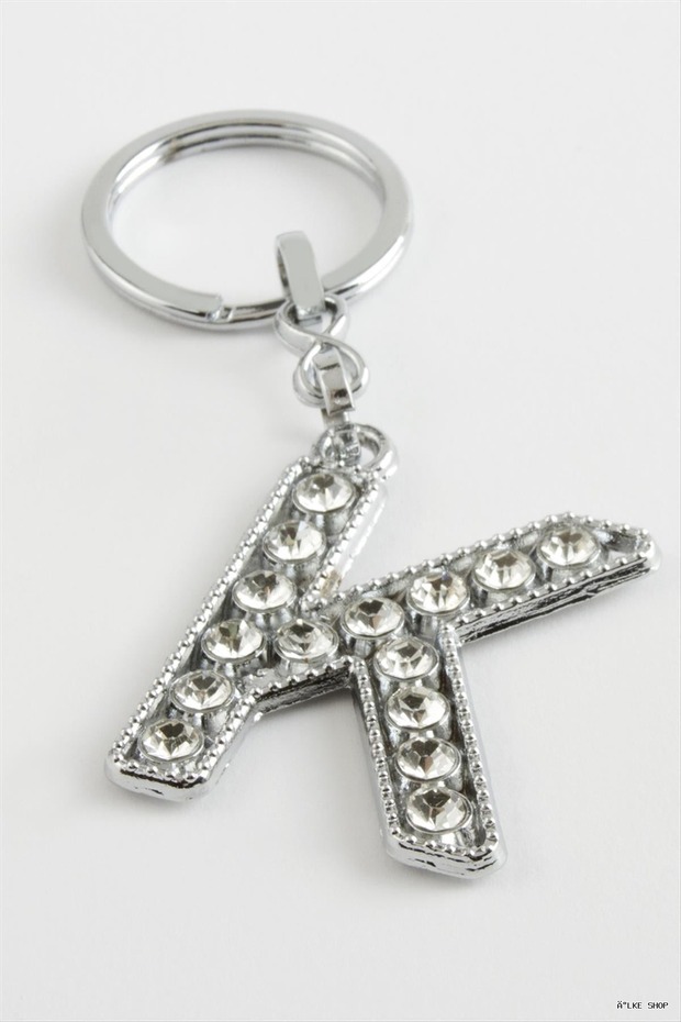 Ilkestor Silver Color Stone (35022) Letter Keychain