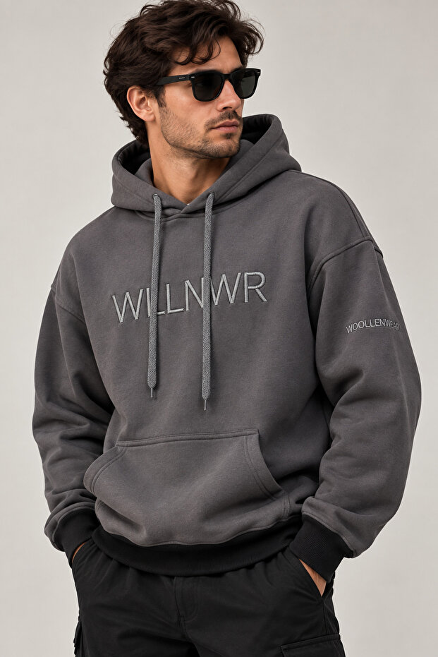 Gri Kapüşonlu Sweatshirt