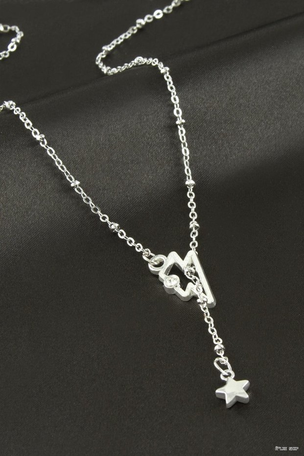 Ilkestor Lightning Star Y Necklace (24027) Silver Color