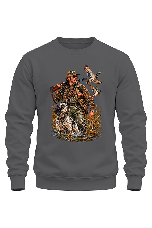 Duck Hunter and Hunting Dog Printed Sweatshirt – Hunting Outdoor Design