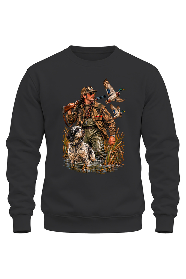 Duck Hunter and Hunting Dog Printed Sweatshirt – Hunting Outdoor Design