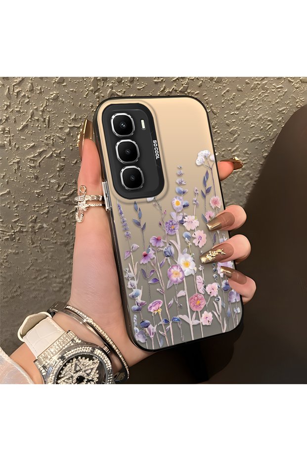 Infinix Hot 60 5g Compatible Light Purple Lavender and Wildflower Case, Elevated Lens Protection