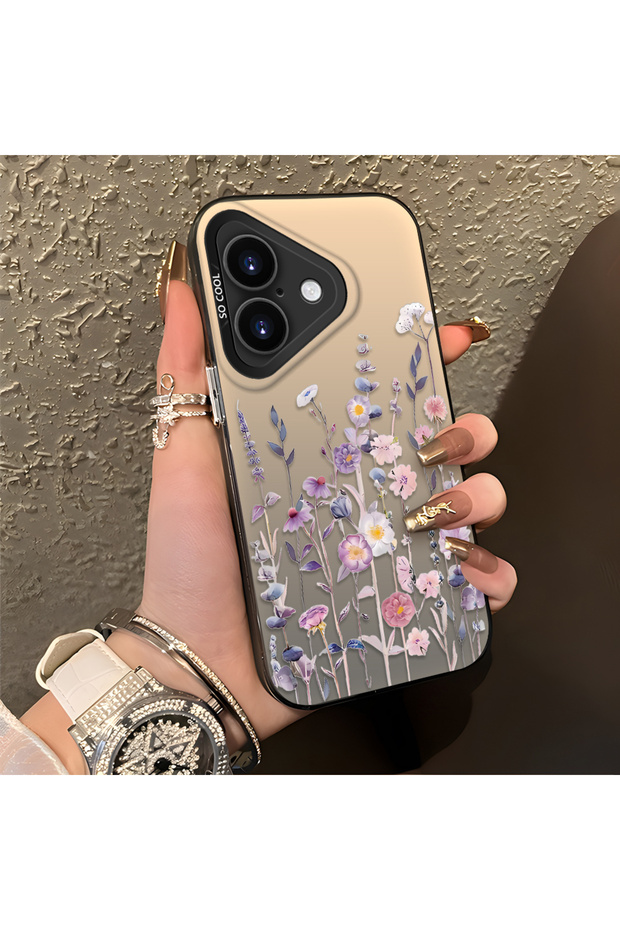 iPhone 16 Compatible Light Purple Lavender and Wildflower Case, Elevated Lens Protection