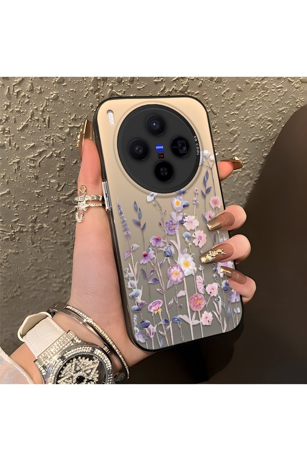 Vivo X300 Compatible Light Purple Lavender and Wildflower Case, Elevated Lens Protection