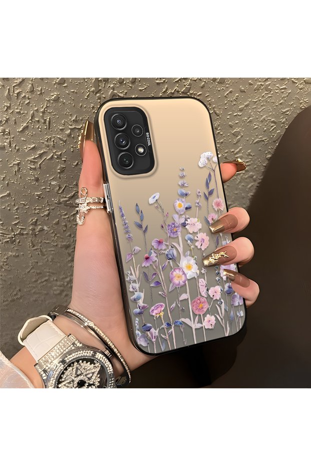 Samsung Galaxy A72 Compatible Light Purple Lavender and Wildflower Case, Raised Lens Protection