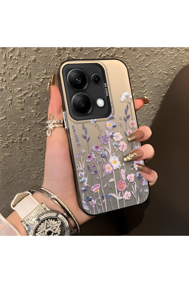 Poco M6 Pro 4g Compatible Light Purple Lavender and Wildflower Case, Elevated Lens Protection