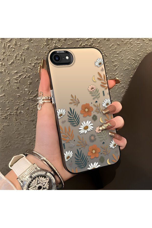 iPhone 7/8/Se 2020 2022 Compatible Retro Daisy Moon and Leaf Pattern, Hard Case, Full Protection