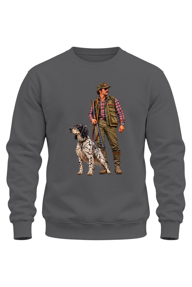 Hunter and Hunting Dog Printed Sweatshirt – Hunting Outdoor Hunting Design