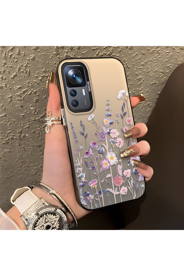 Mi 12T/12T Pro Compatible Light Purple Lavender and Wildflower Case, Elevated Lens Protection